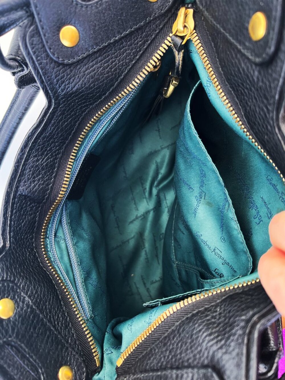 FERRAGAMO Black Fringe Knit Leather Hobo Bag Y2K - Picture 8 of 12